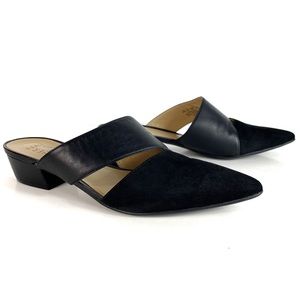 Black Suede Leather Pointed Toe Slip On Mules - Naturalizer